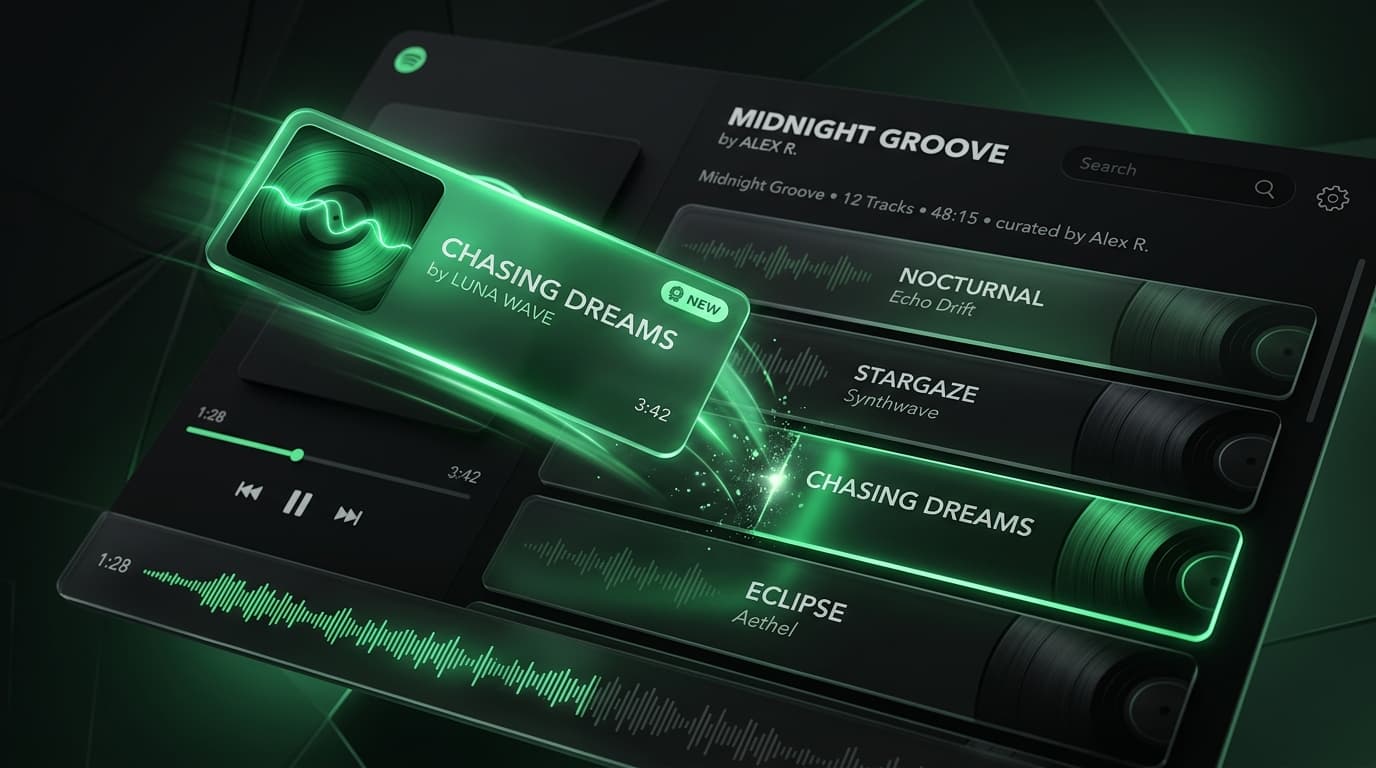 Track being added into curated music playlist